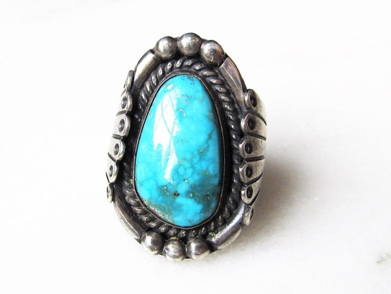 Estate Navajo Sterling Silver Spiderweb Turquoise