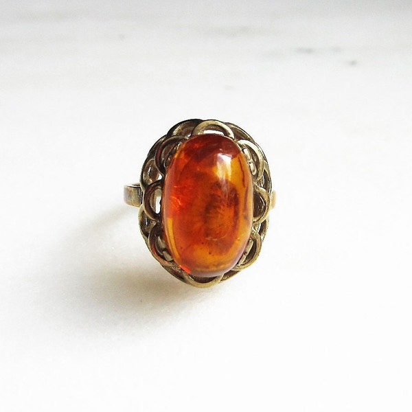 Vintage Amber Ring - Etsy