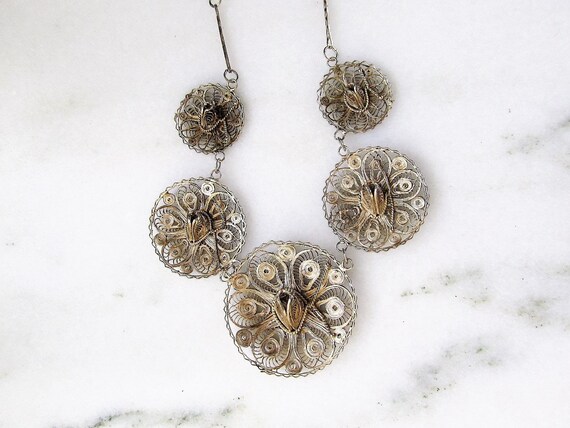 Silver filigree shop necklace vintage