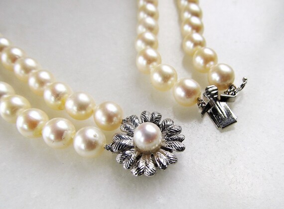 Vintage 14K White Pearl Double Strand Necklace ET… - image 8