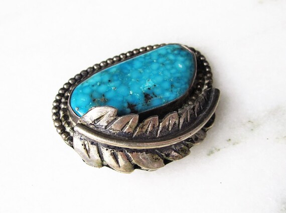 Navajo Large Spiderweb Turquoise & Sterling Silve… - image 4