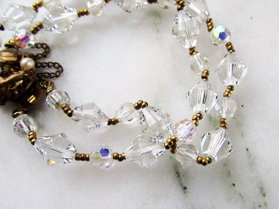 Vintage Crystal Double Strand Bracelet ETC3640 - image 3