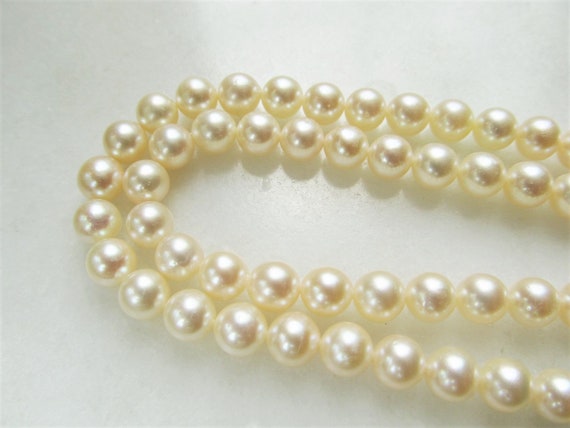 Vintage 14K White Pearl Double Strand Necklace ET… - image 4