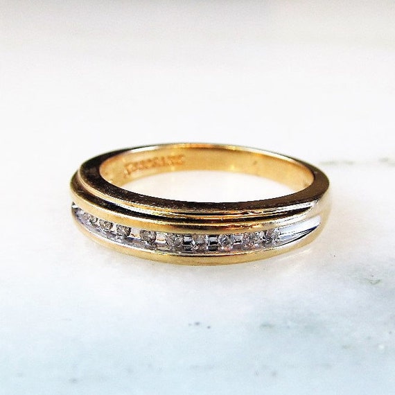 14K Keepsake Diamond 2 Tone Wedding Band Ring ETC3032 Gem