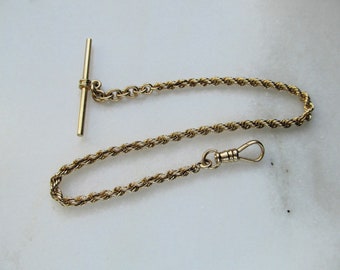 Antique 14K Yellow Gold 10 Inch Rope Pocket Watch Chain ETC8394