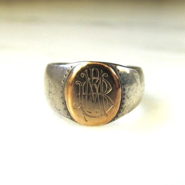 Antique Mens RBM Signet Ring "Siberia 1914/19 Worlds War" Inscribed Ring ETC9192