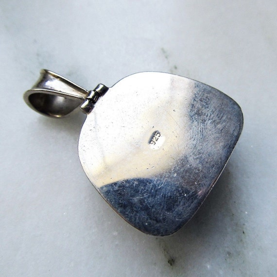 Vintage 925 Sterling Silver Blue Stone Pendant ET… - image 7