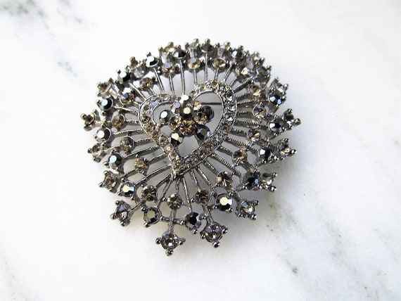 Vintage Large Rhinestone Brooch Pin ETC5234 - image 2