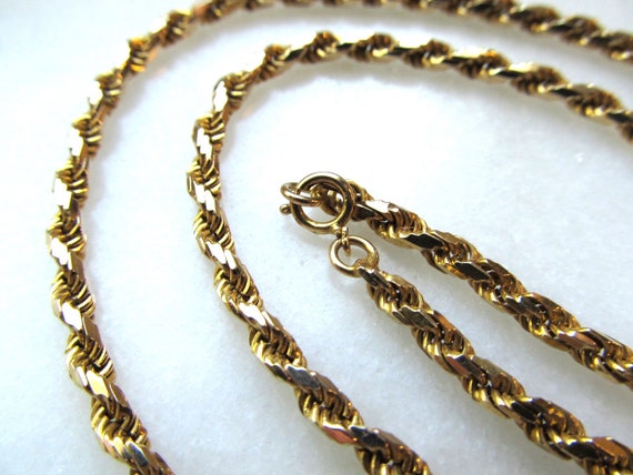 Vintage Heavy Solid 14K Yellow Gold Rope Chain Ne… - image 5