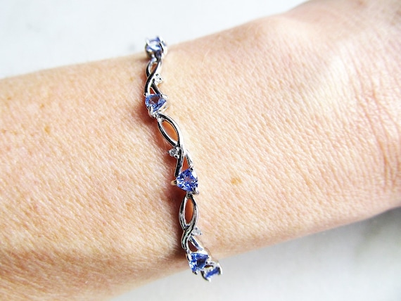 Vintage 14K White Gold Diamond Tanzanite Ladies T… - image 6