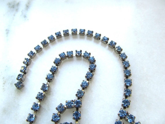 Vintage Pale Blue Rhinestone Necklace w/ Matching… - image 5