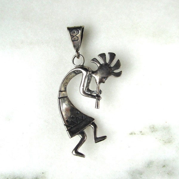 Vintage Kokopelli Sterling Silver Necklace Pendant Native American Signed Masha ETC9380