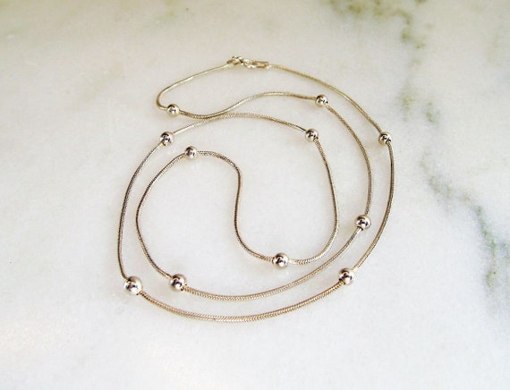 Vintage Italy .925 Sterling Silver Snake & Ball Chain Necklace - Etsy