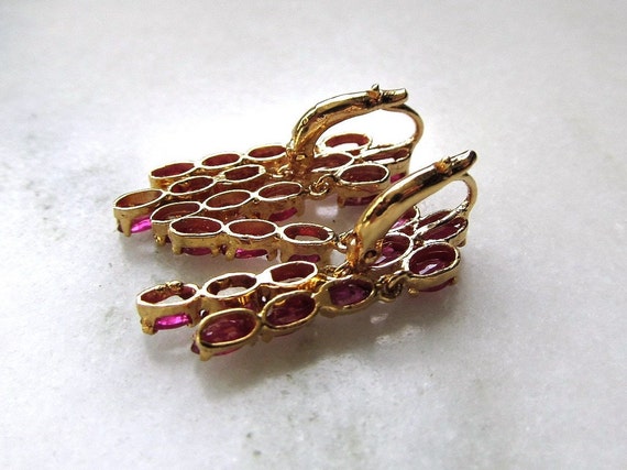 Vintage Ruby Cluster 9K Yellow Gold Necklace & Da… - image 10