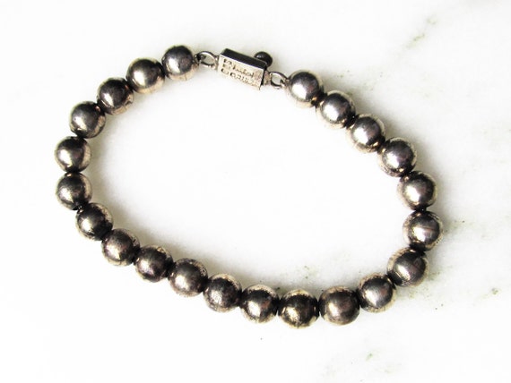 Taxco Mexico Sterling Silver Ball Bead Bracelet &… - image 2