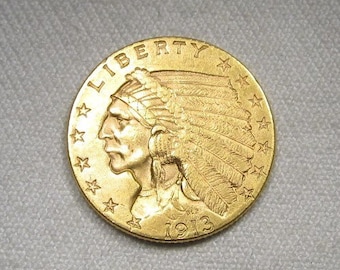 1913 2.50 Gold Indian Quarter Eagle VCH AU Coin AP763