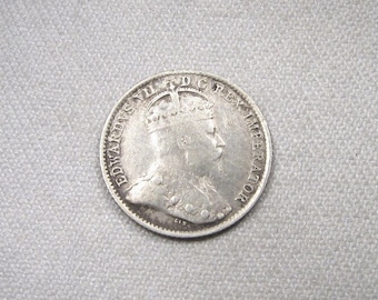 1909 Pointed Leaves Canada Silver 5 Cents VF Details Coin AP772