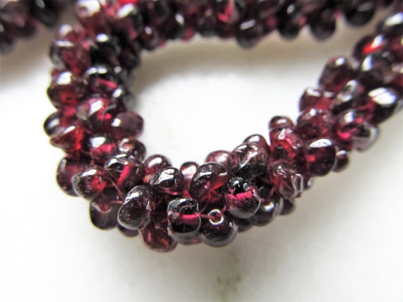 Vintage Garnet Strung Seed Bead Thick Heavy Neckl… - image 4