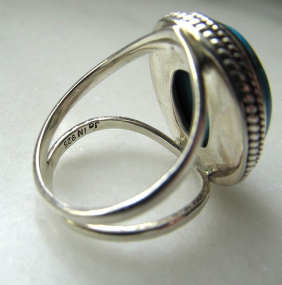 Vintage Navajo Sterling Silver Turquoise Ring Sig… - image 4