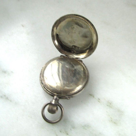 Antique 1860's Swiss Sterling Silver Pendant Watc… - image 9