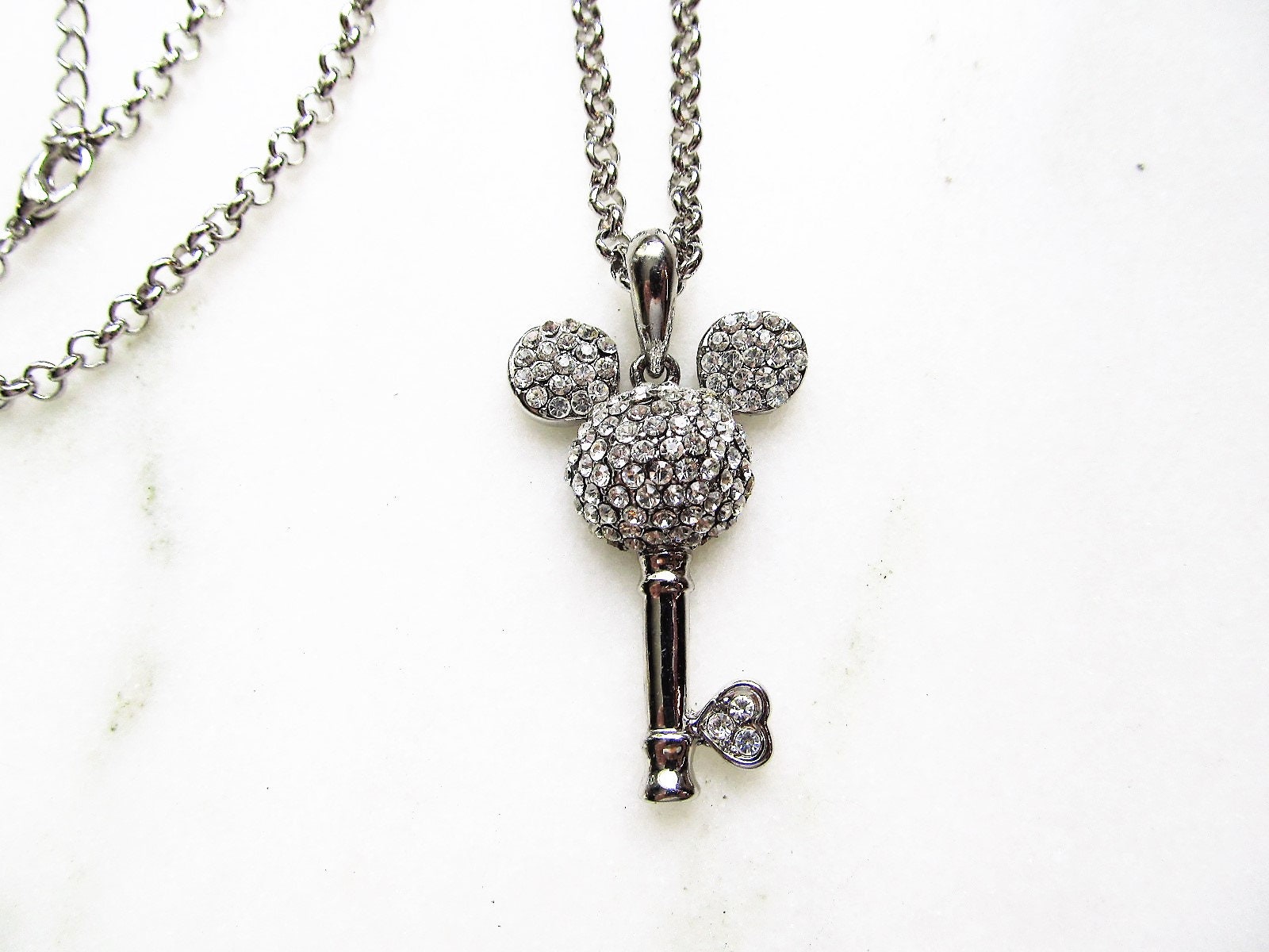 Mickey Mouse Key Necklace Antique Silver Charm Disney | eBay
