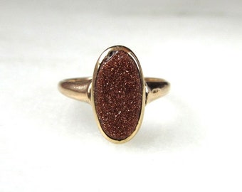 Antique 14K Goldstone Ladies Ring Sz 6 3/4 ETC8749