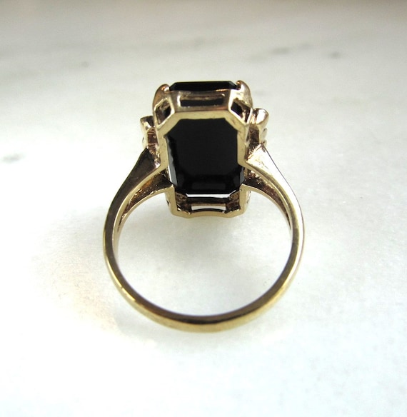 Vintage 10K Yellow Gold Ladies Onyx Ring ETC8219 - image 6