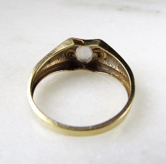 Vintage Mens 10K Moonstone & Diamond Yellow Gold … - image 5