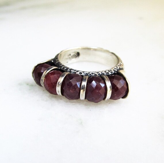 Vintage Genuine Ruby Faceted Bead Sterling Silver… - image 7