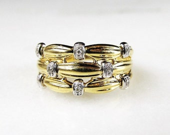 Vintage 18K Diamond Yellow & White Gold Ladies Ring ETC3495