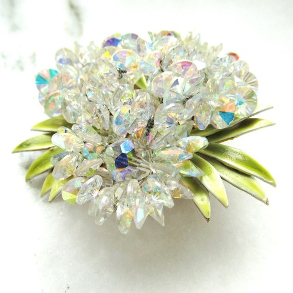 Vintage Vendome AB Crystal Flower Cluster Brooch … - image 4