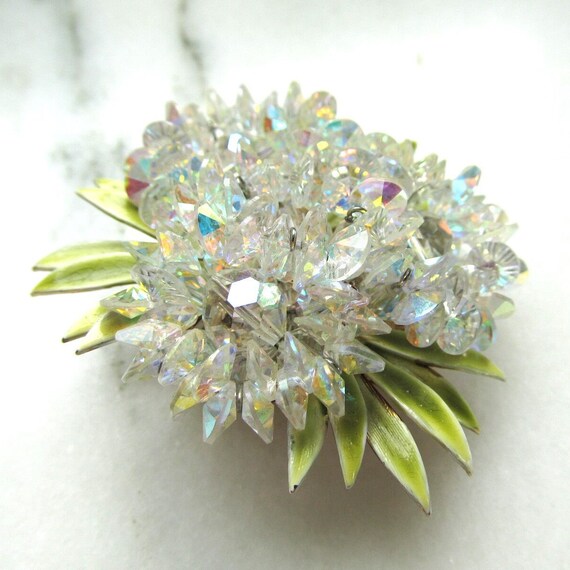 Vintage Vendome AB Crystal Flower Cluster Brooch … - image 6