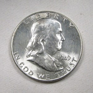 1949 Irrtum Franklin Half Dollar CH UNC Münze AN489