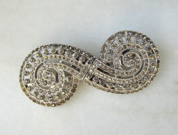 Vintage Coro Duette Rhinestone Fur Clip Brooch Pi… - image 2