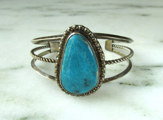 Vintage Navajo Sharon Cisco Turquoise Sterling Silver Cuff Bracelet ETC9814 Etsy