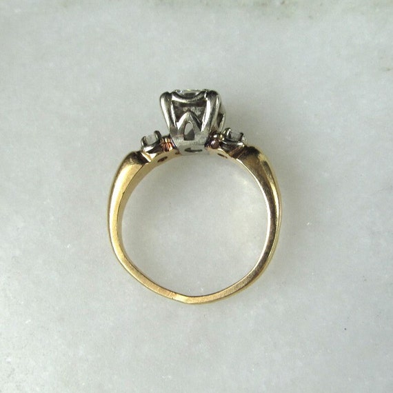 Vintage 14K Two Toned Diamond Engagement Ring Sz … - image 5