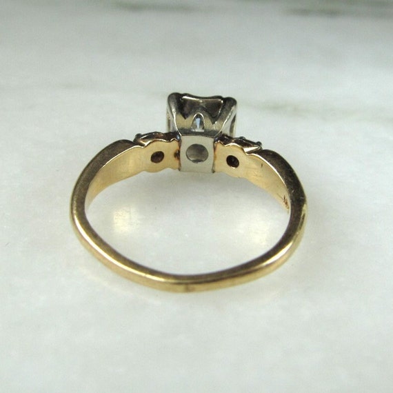 Vintage 14K Two Toned Diamond Engagement Ring Sz … - image 4