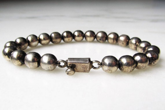 Taxco Mexico Sterling Silver Ball Bead Bracelet &… - image 4