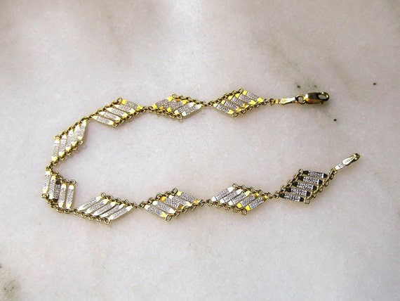 Vintage 14K Yellow & White Gold Italy Specialty L… - image 1