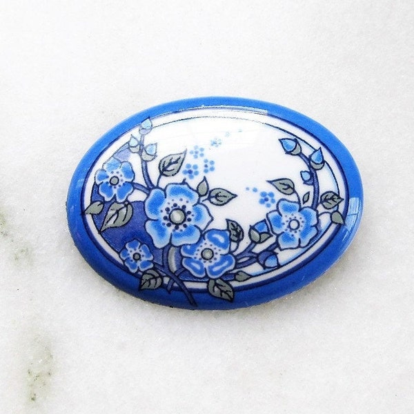 Michaela Frey Blue Enamel Floral Brooch Pin Vintage ETC2509