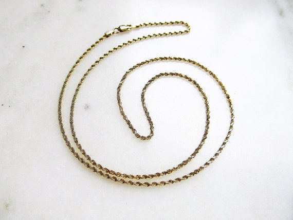 Vintage 14K Yellow Gold 1.8mm Rope Chain Necklace… - image 1