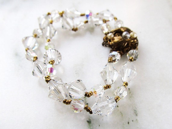 Vintage Crystal Double Strand Bracelet ETC3640 - image 5