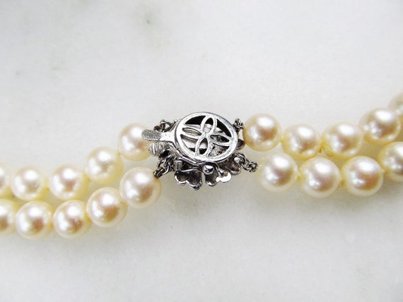 Vintage 14K White Pearl Double Strand Necklace ET… - image 6