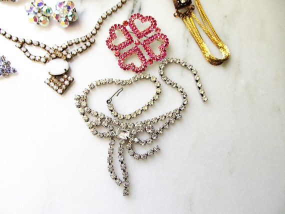 Vintage Rhinestone Costume Jewelry Lot Necklace B… - image 2