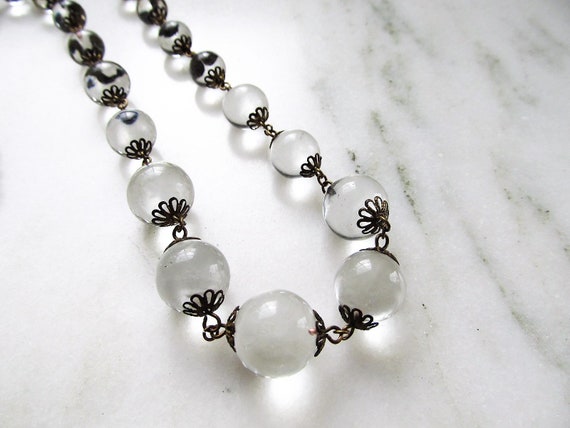 1920s Art Deco Pools of Light Glass Bead Necklace… - image 2