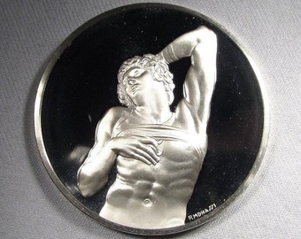 1970 Genius of Michelangelo "The Dying Slave" Sterling Silver Fine Art Medal AP726