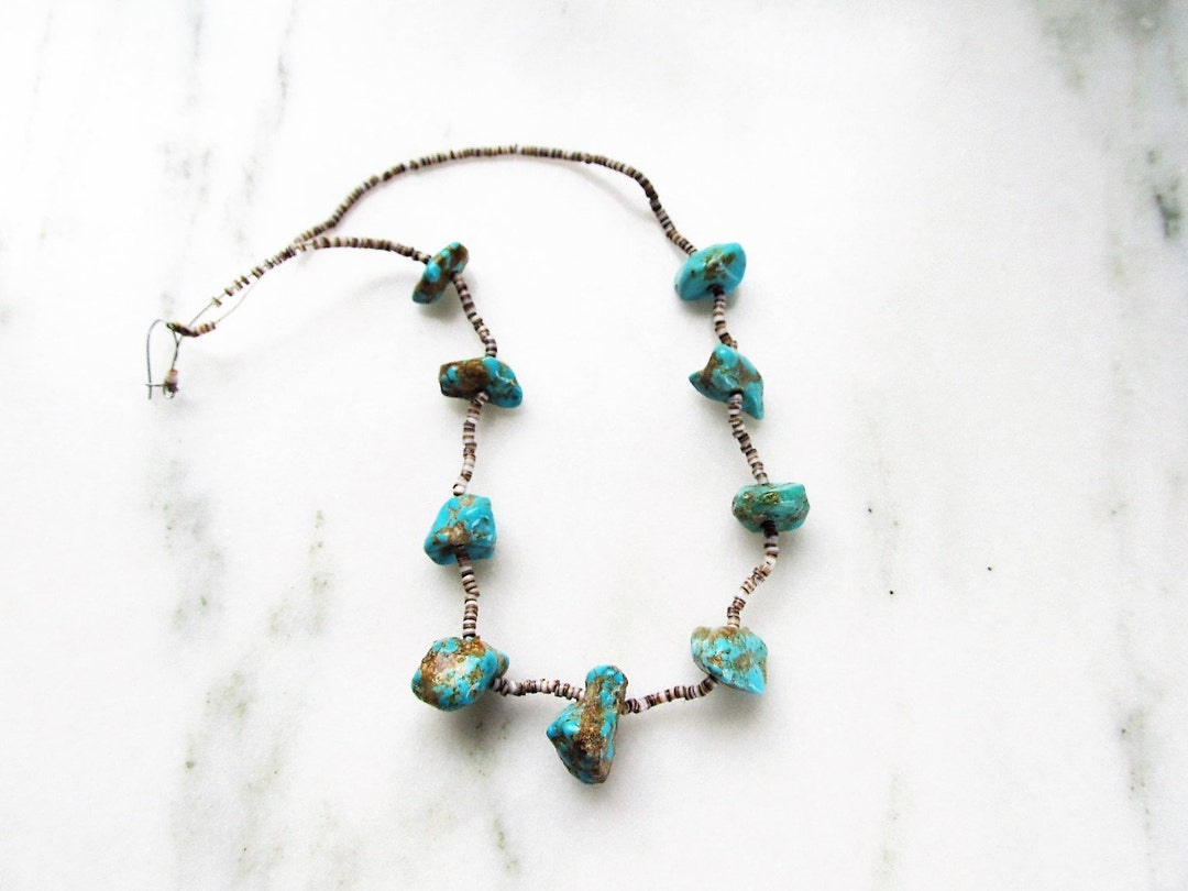 Estate Navajo Turquoise Heshi Bead Handmade Vintage Necklace ETC2243 - Etsy