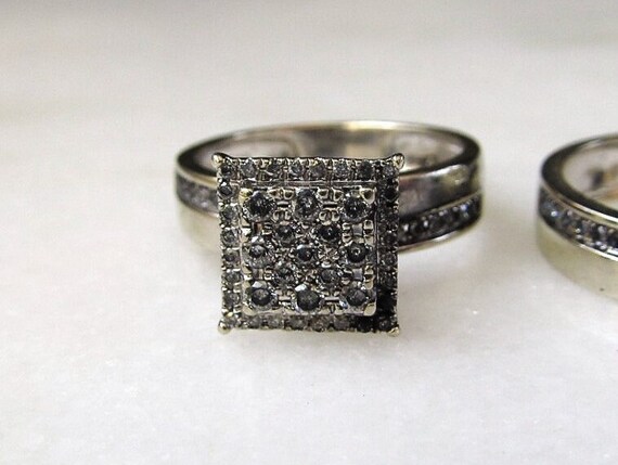 Vintage 10K White Gold D&D Diamond Engagement Wed… - image 3