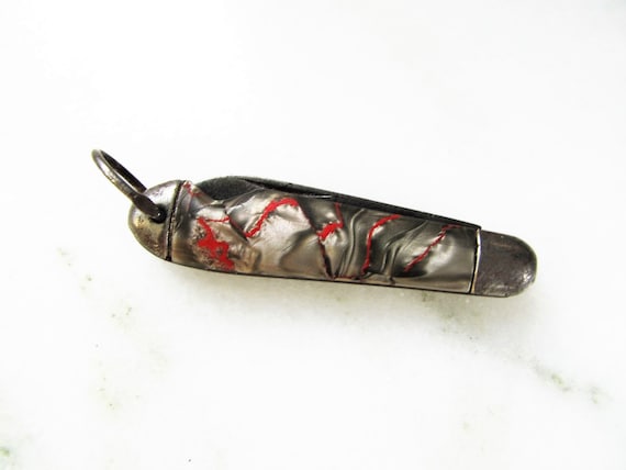 Vintage Hammer Brand Pocket Knife Red Gray Metallic Finish ETC5957 -   Canada