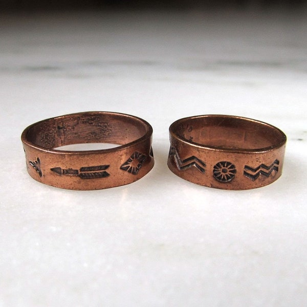 Vintage Bell Trading Post Solid Copper Band Rings Lot of 2 ETC7021